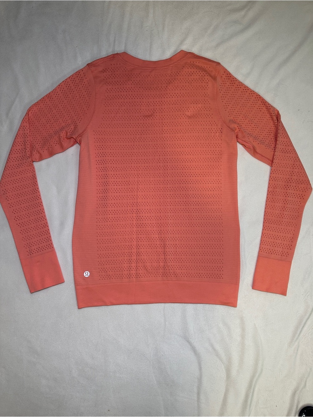Lululemon Coral Pink Perforated Seamless Long Sleeve Top Size 4
